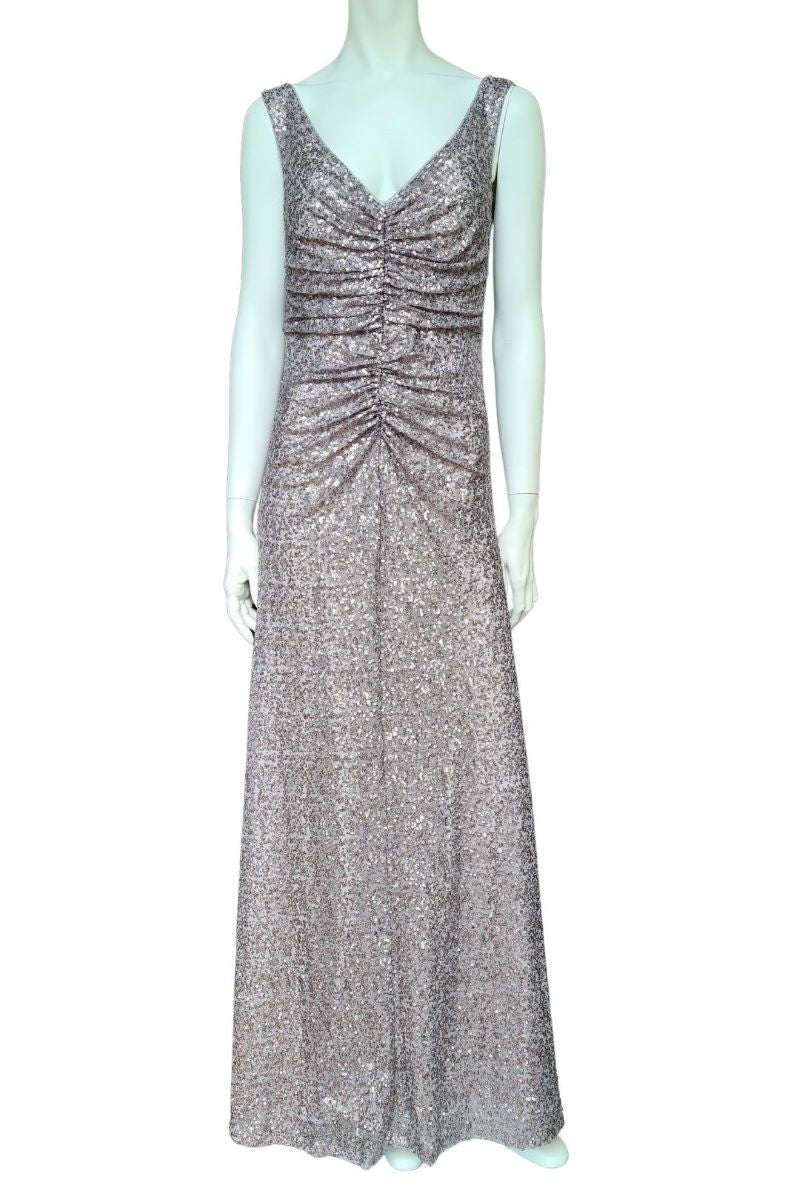 VERWIN Pailletten modieuze mouwloze schuine kraag zeemeermin dames maxi-jurk bodycon jurk partyjurk, Licht Paars, L