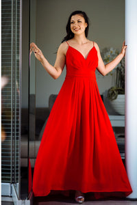 Maxi jurk rood met sleep