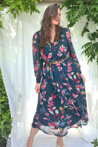 midi bloemen jurk vrolijk