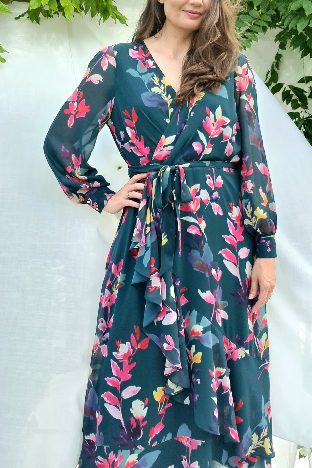 midi bloemen jurk vrolijk