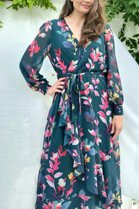 midi bloemen jurk vrolijk