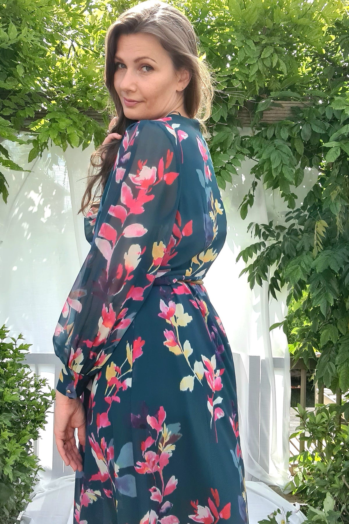 midi bloemen jurk vrolijk