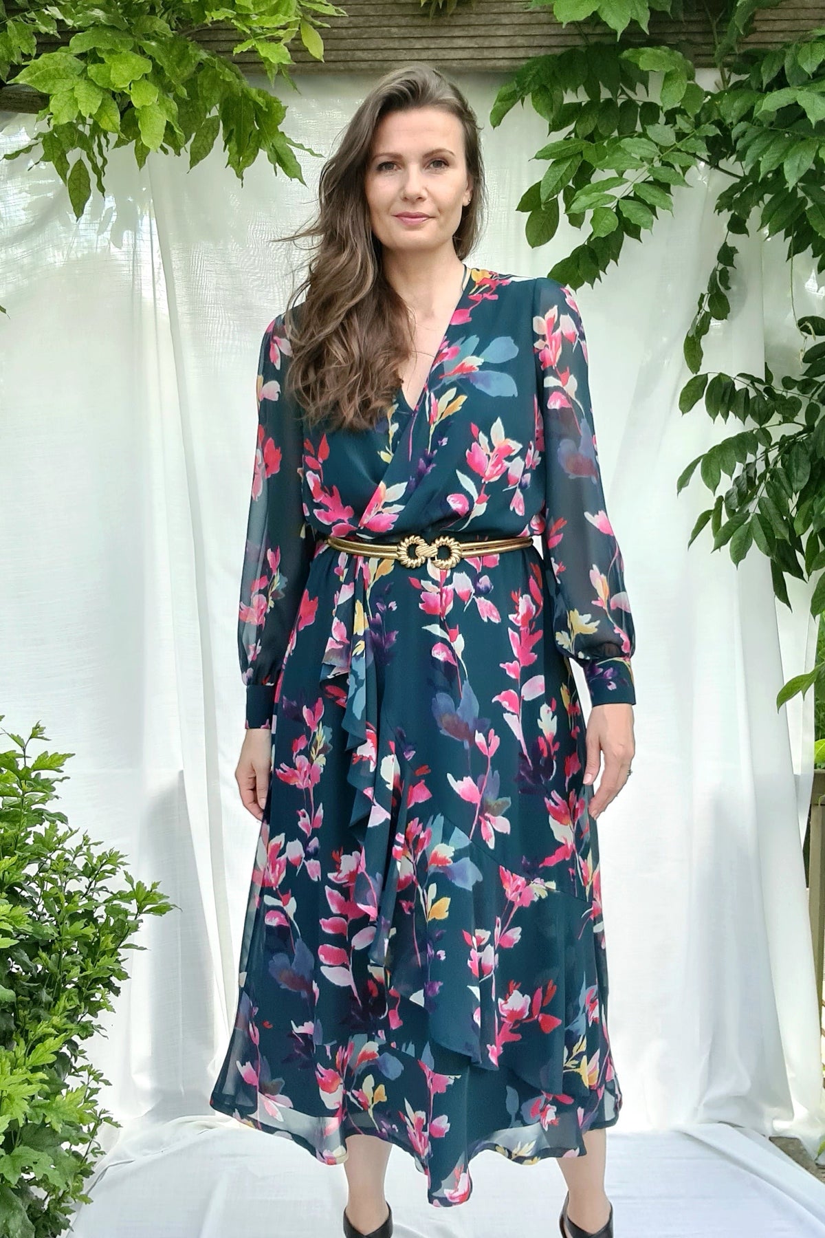 midi bloemen jurk vrolijk