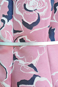 Midi jurk Vera Mont roze met bloemen ronde hals en a-lijnmodel