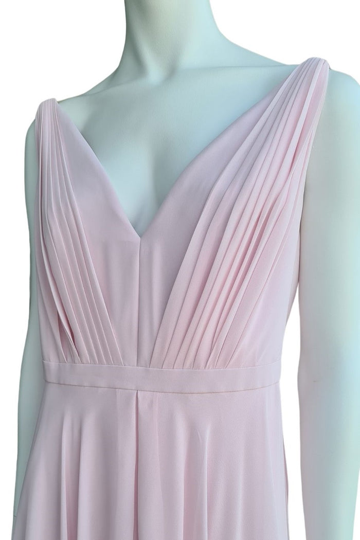 Ted Baker midi jurk pastel zacht roze fuchsia V-hals A-lijn